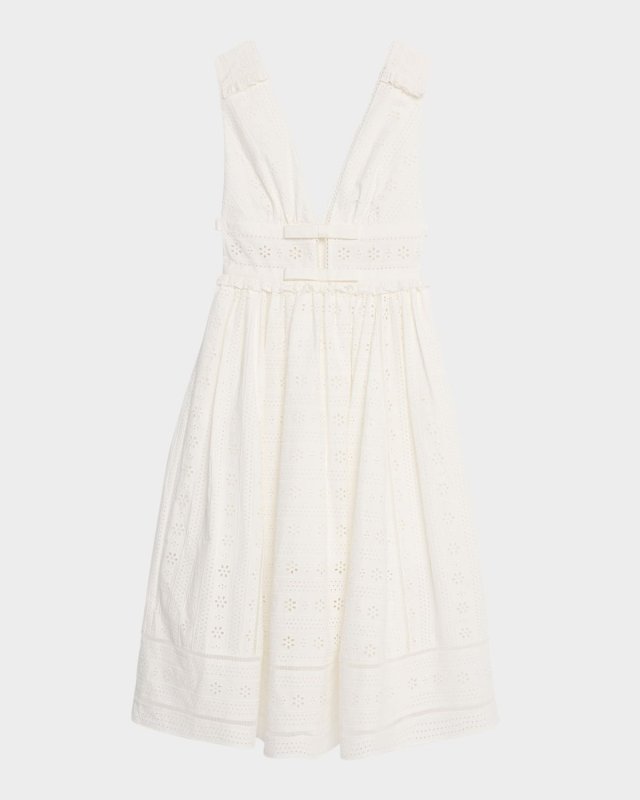 Broderie Cotton Midi Dress
